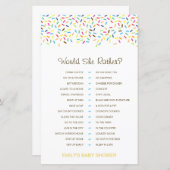 Würde sie eher ein Baby-Dusche-Spiel DRUCKEN? (Vorne/Hinten)