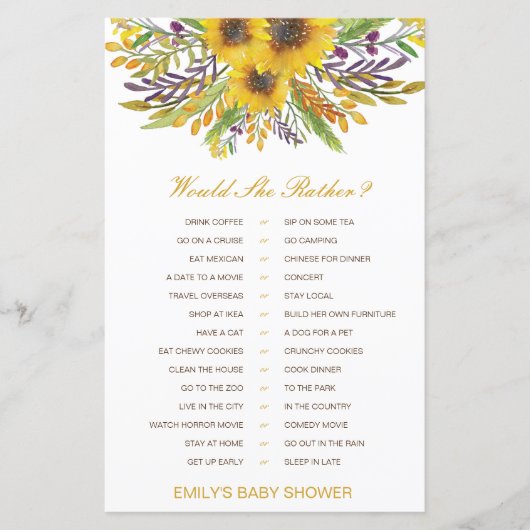 Würde sie eher ein Baby-Dusche-Spiel DRUCKEN? (Vorderseite)