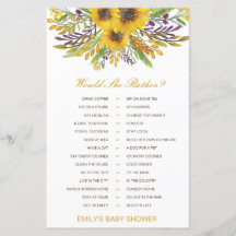 Würde sie eher ein Baby-Dusche-Spiel DRUCKEN?