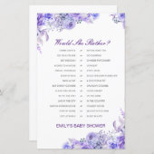 Würde sie eher ein Baby-Dusche-Spiel DRUCKEN? (Vorne/Hinten)