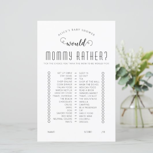 Würde sie eher ein Baby-Duschspiel machen (Stehend Vorderseite)