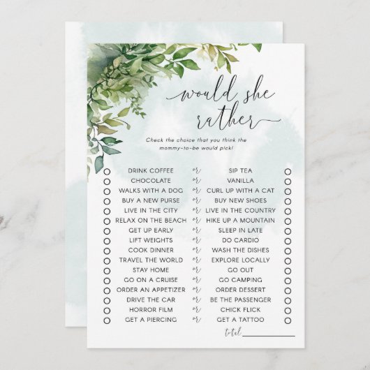 Würde sie eher ein Baby-Duschspiel machen Einladung (Vorne/Hinten)