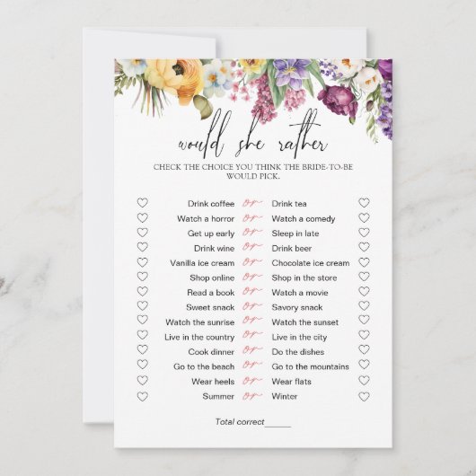 Würde sie eher ein Brautparty mit Blumen spielen Einladung (Vorderseite)