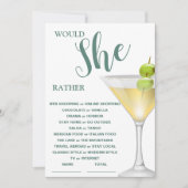 Würde sie eher elegantes Brautparty-Spiel Einladung (Vorderseite)