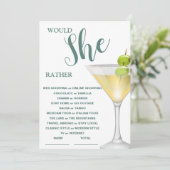 Würde sie eher elegantes Brautparty-Spiel Einladung (Stehend Vorderseite)