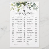 Würde sie eher Eukalyptus-Brautparty-Spiel (Vorderseite)