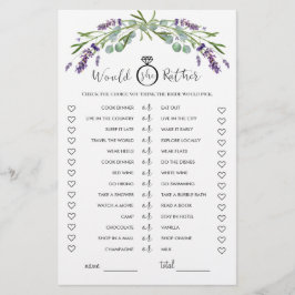 Würde sie eher Eukalyptus Lavender Bridal Spiel