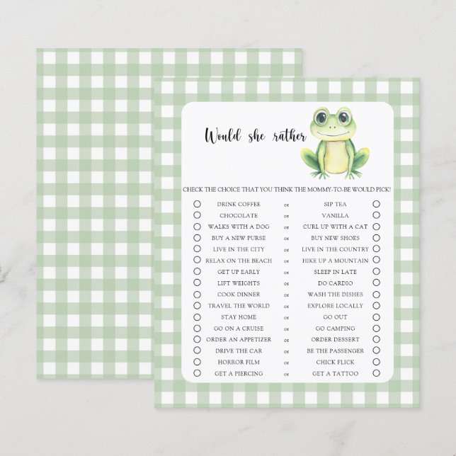 Würde sie eher Game Frog Baby Dusche? (Vorne/Hinten)