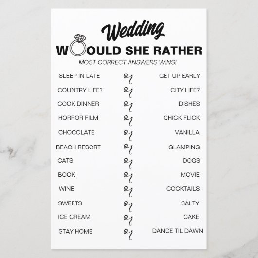 Würde sie eher? Game Fun Brautparty (Vorderseite)