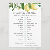 Würde sie eher Lemon Brautparty Game Card Einladung (Vorderseite)