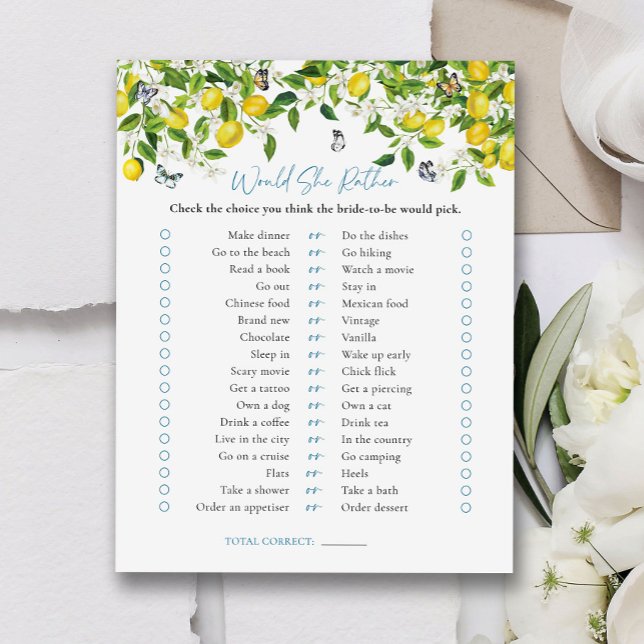 Würde sie eher | Lemon Citrus Brautparty Game (Von Creator hochgeladen)