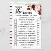 Würde sie eher Marsala Brautparty Game (Vorne/Hinten)