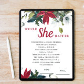 Würde sie eher Poinsettia Brautparty Game Einladung