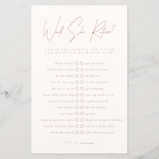 Würde sie eher rosa Brautparty spielen (Vorderseite)