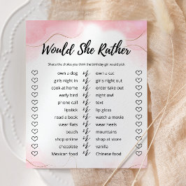 Würde sie eher Rose Gold Party Game Card