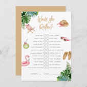 Würde sie eher Tropical Getaway Bachelorette Begleitkarte (Vorne/Hinten)