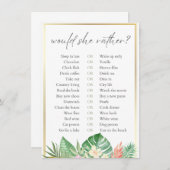 Würde sie eher tropisches Brautparty spielen Begleitkarte (Vorne/Hinten)