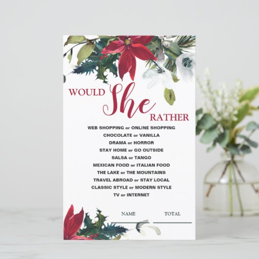 Würde sie eher Weihnachten Poinsettia Bridal Spiel (Stehend Vorderseite)