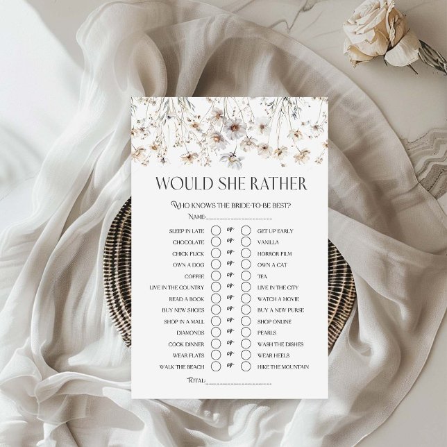 Würde sie eher Wildblume Brautparty Game (Von Creator hochgeladen)