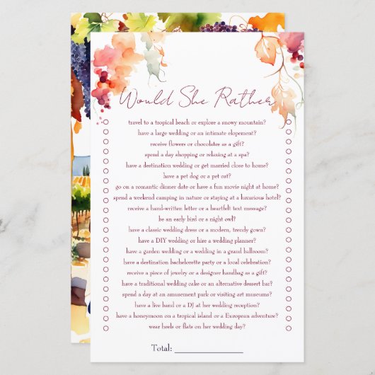 Würde sie lieber Brautparty Wein machen? (Vorne/Hinten)