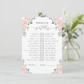 Würde sie lieber Champagner Floral Party Game Begleitkarte (Stehend Vorderseite)