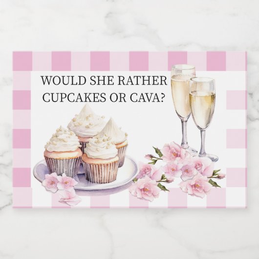 Würde sie lieber Cupcake oder Cava Champagne Schaumweinetikett (Einzelnes Label)