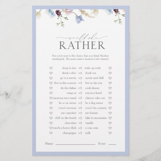 Würde sie lieber duftendes blaues Wildblume Duschs (Vorderseite)