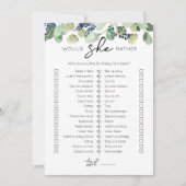 Würde sie lieber Geburtstagsparty-Spielkarte Einladung (Vorderseite)