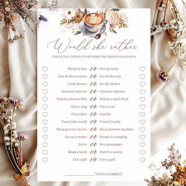 Würde sie lieber Kaffee Brautparty spielen (Von Creator hochgeladen)