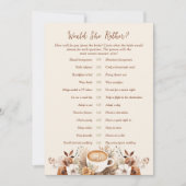 Würde sie lieber Kaffee Brautparty Spielkarte Einladung (Vorderseite)