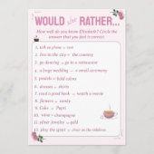Würde sie lieber mit Foto Brautparty spielen Hinweiskarte (Vorderseite)