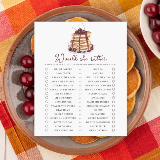 Würde sie lieber Pancakes Baby Dusche Spiel (Von Creator hochgeladen)