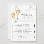 Würde sie lieber Pearls Prosecco Bridal Spielkarte Einladung (Vorderseite)