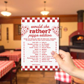 Würde sie lieber Pizza Bachelorette-Spielkarte Einladung