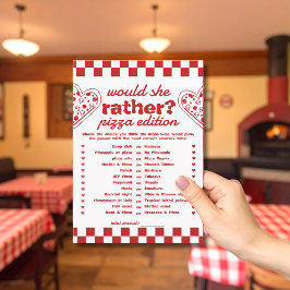 Würde sie lieber Pizza Bachelorette-Spielkarte Einladung