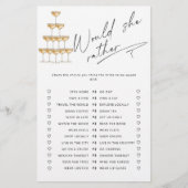 Würde sie lieber Prosecco-Brautparty-Spiel (Vorderseite)