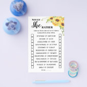 Würde sie lieber Sonnenblumen-Brautparty-Spielkart Flyer (Einzeln)