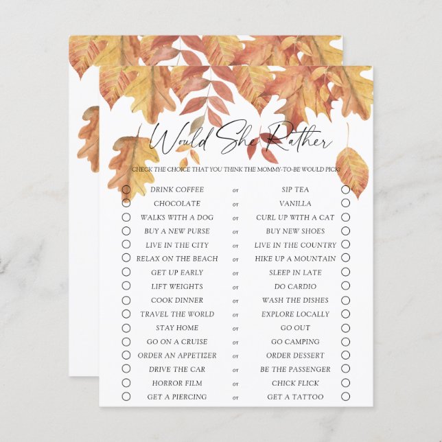 Würde sie lieber spielen - sinkende Blätter (Vorne/Hinten)