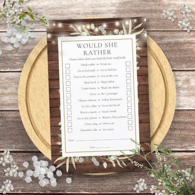 Würde sie lieber Tee-Party-Brautparty spielen (Would She Rather Bridal Shower Tea Party Game)