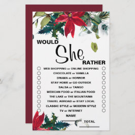 Würde sie lieber Weihnachten Floral Bridal Spiel