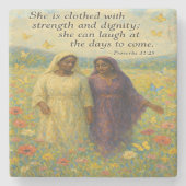 Würde und Stärke Christliche Kunst Stone Untersetz Steinuntersetzer (Vorderseite)