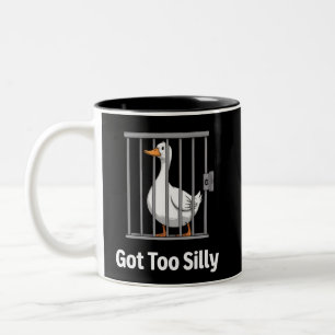 Wurde zu albern Lustige Gans Wortwitz Humor Tierli Zweifarbige Tasse