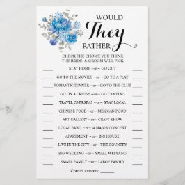 Würden sie eher blaue Blume Duschspielkarte Flyer