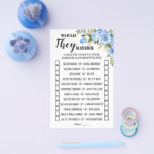 Würden sie eher Blue Brautparty Game Card Flyer (Einzeln)