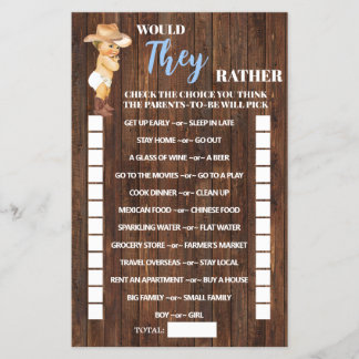 Würden sie eher Cowboy-Baby-Duschkarte verwenden Flyer