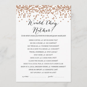 Würden sie eher Rose Gold Brautparty Game 12x18 Einladung