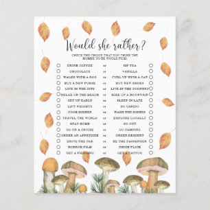 Würden sie lieber - Pilze fallen Baby Dusche Spiel