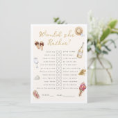 Würden Sie lieber Weinkellerei Picnic Bachelorette Begleitkarte (Stehend Vorderseite)