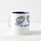 Würdest du den Mann die Klappe halten? Zweifarbige Tasse (Vorderseite Links)