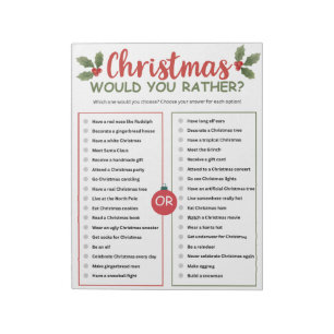 Würdest du eher Weihnachts-Spiel Notizblock